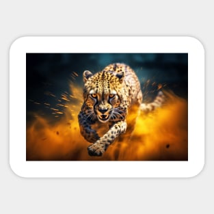 Cheetah Animal Wildlife Wilderness Colorful Realistic Illustration Sticker